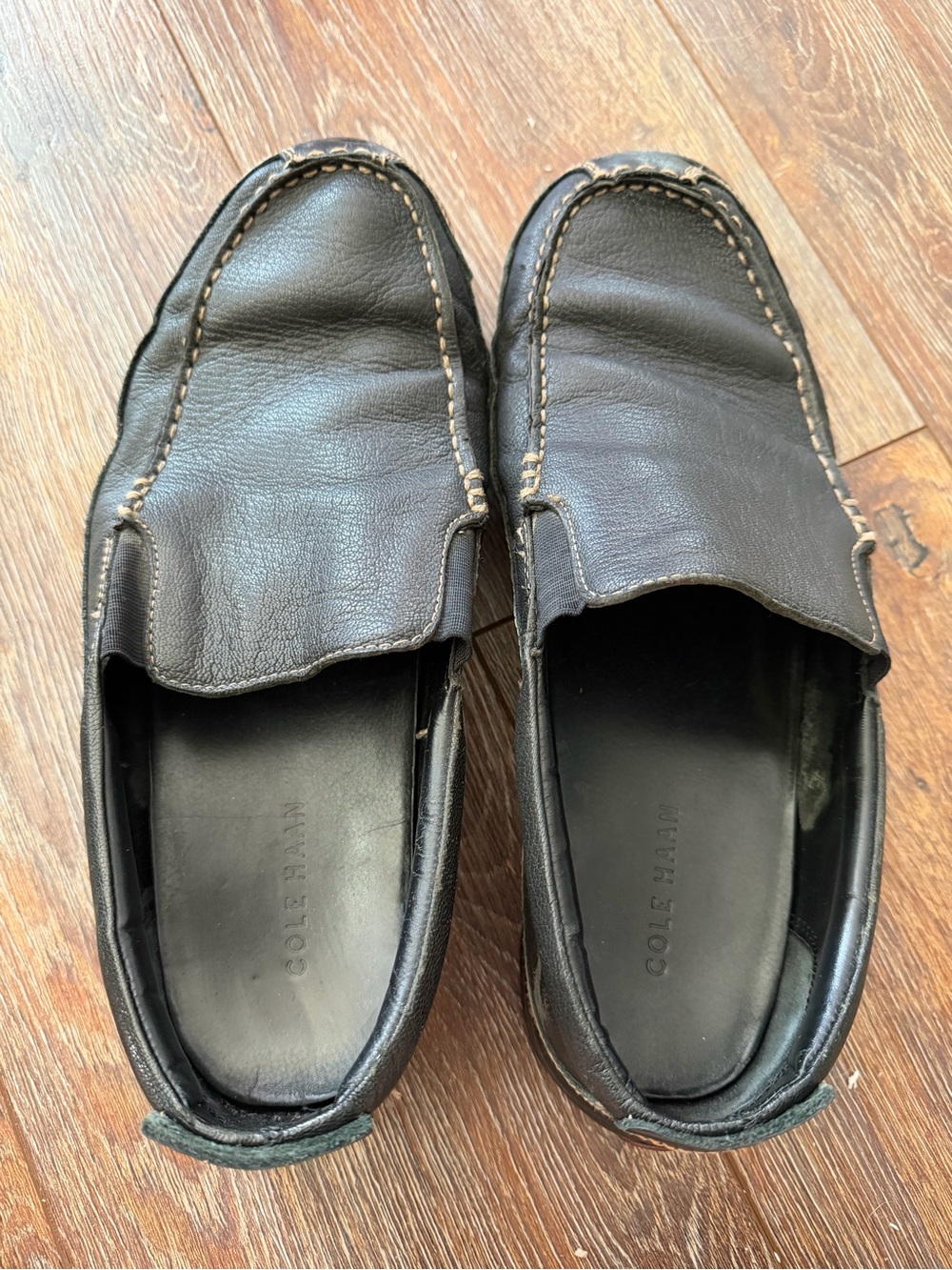 Cole Haan Black Leather Slip-On Moccasin Loafers